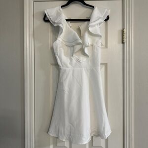 Lulu's White Ruffle Mini Dress